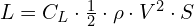 L = C_L \cdot \frac{1}{2} \cdot \rho \cdot V^2 \cdot S