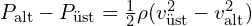 P_{\text{alt}} - P_{\text{üst}} = \frac{1}{2} \rho (v_{\text{üst}}^2 - v_{\text{alt}}^2)