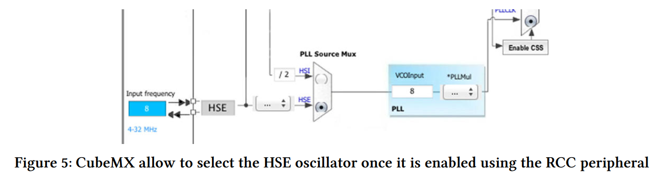 CubeMX allow to select the HSE oscillator once it is enabled using the RCC peripheral