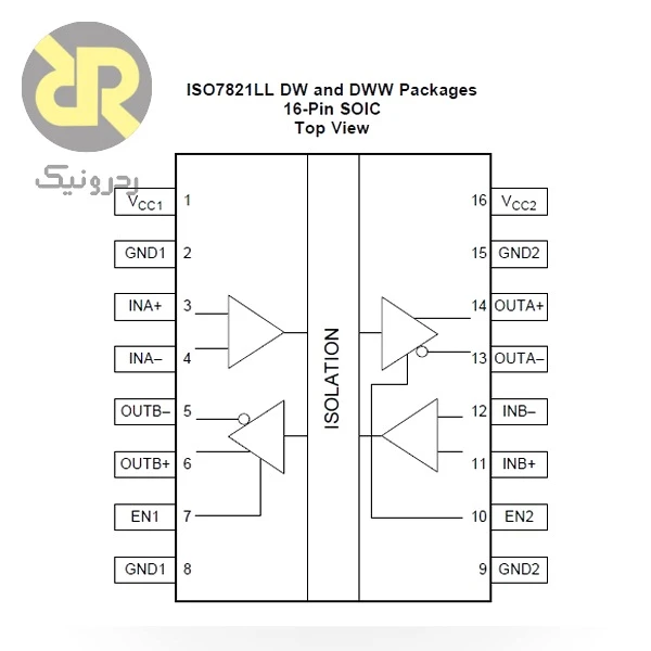 آیسی ISO7821LL ایزولاتور دیجیتال 2-Channel Bi-Di - Image 2