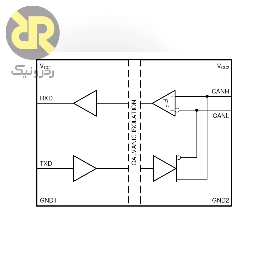 آی سی ISO1042 فرستنده گیرنده ایزوله CAN با ولتاژ ایزولاسیون 5000Vrms - Image 3