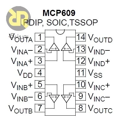 آیسی MCP609 تقویت کننده عملیاتی 155kHz Quad - Image 2