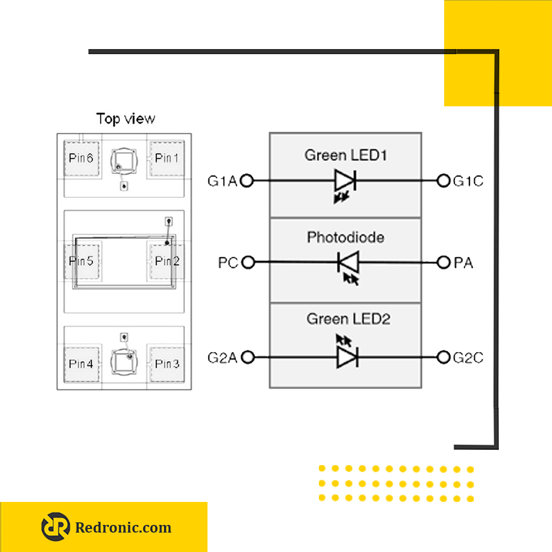 سنسور sfh7070 نوری مجتمع برای پایش ضربان قلب (HRM) LED سبز (530 نانومتر)