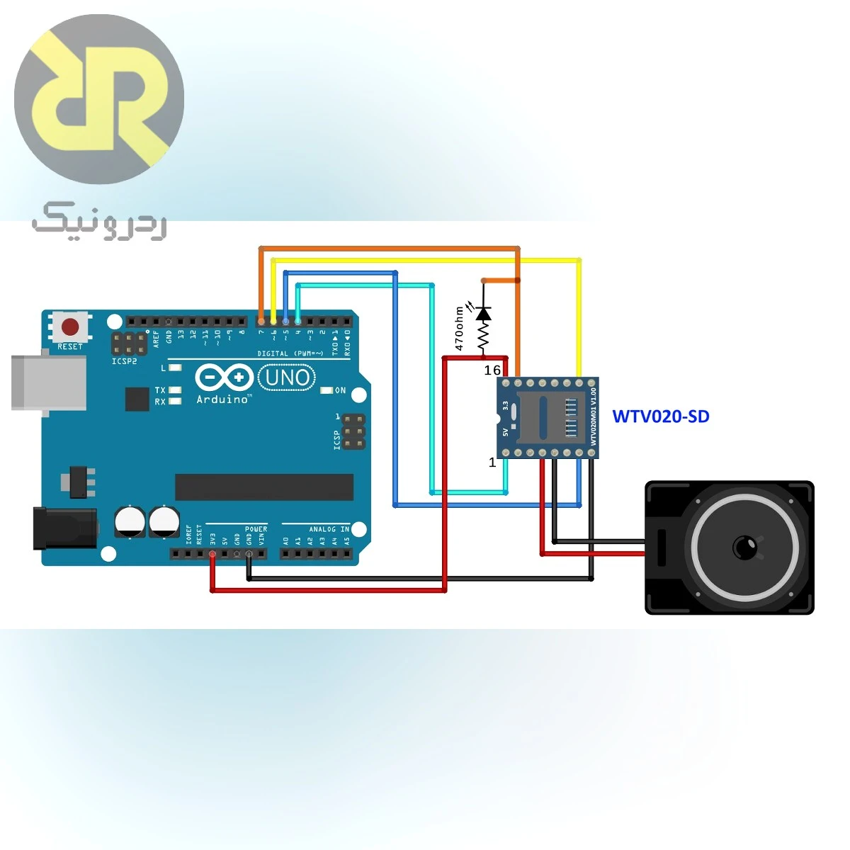 ماژول WTV020M01 پخشکننده صوتی SD-Card PWM/DAC - Image 4