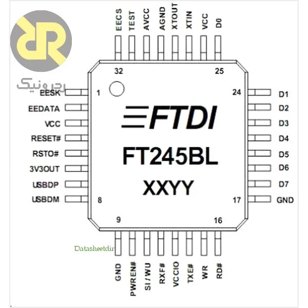 آی سی FT245BM مبدل USB به Parallel FIFO با رابط USB to Parallel FIFO - Image 2