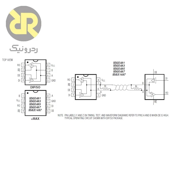 آی سی MAX485 فرستنده گیرنده RS-485 با مد Half Duplex - Image 2