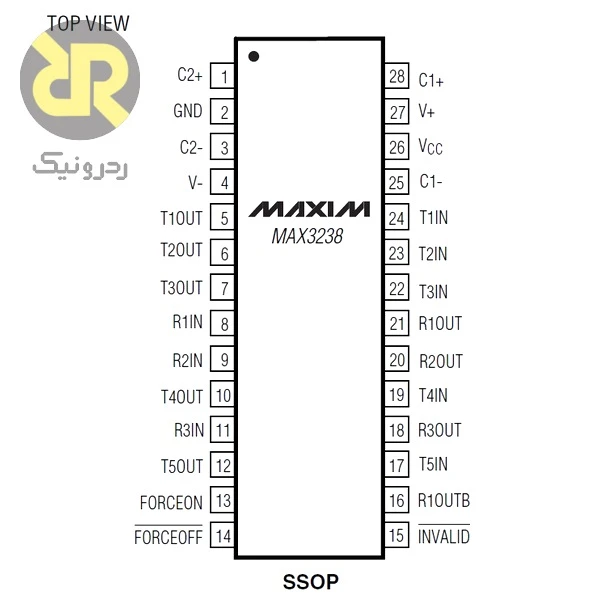 آی سی MAX3238 فرستنده گیرنده RS-232 با 5 Drv / 3 Rcv - Image 2